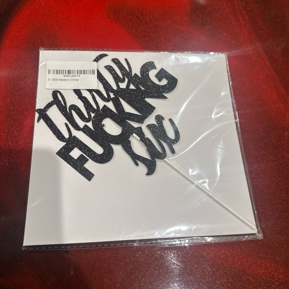 Black Glitter Party Cake Topper